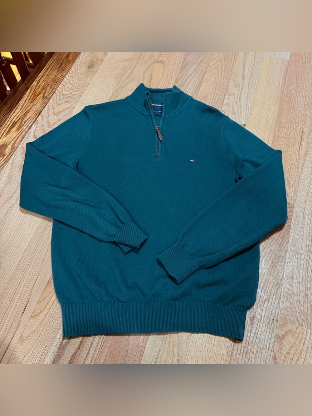 Tommy Hilfiger Men’s Green Quarter Zip Sweater